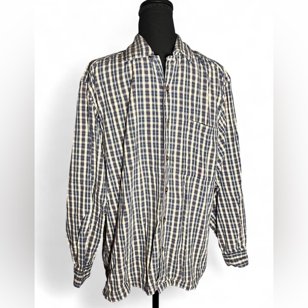 Arizona Jean Company Blue and Cream Checkered Shirt